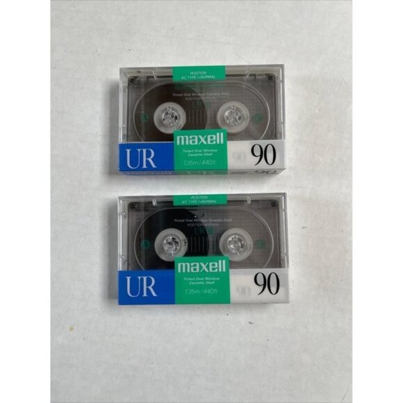 Maxell UR Normal Bias 90 Minutes Blank Audio Cassette Tape New Sealed Lot of 2 - Picture 1 of 4